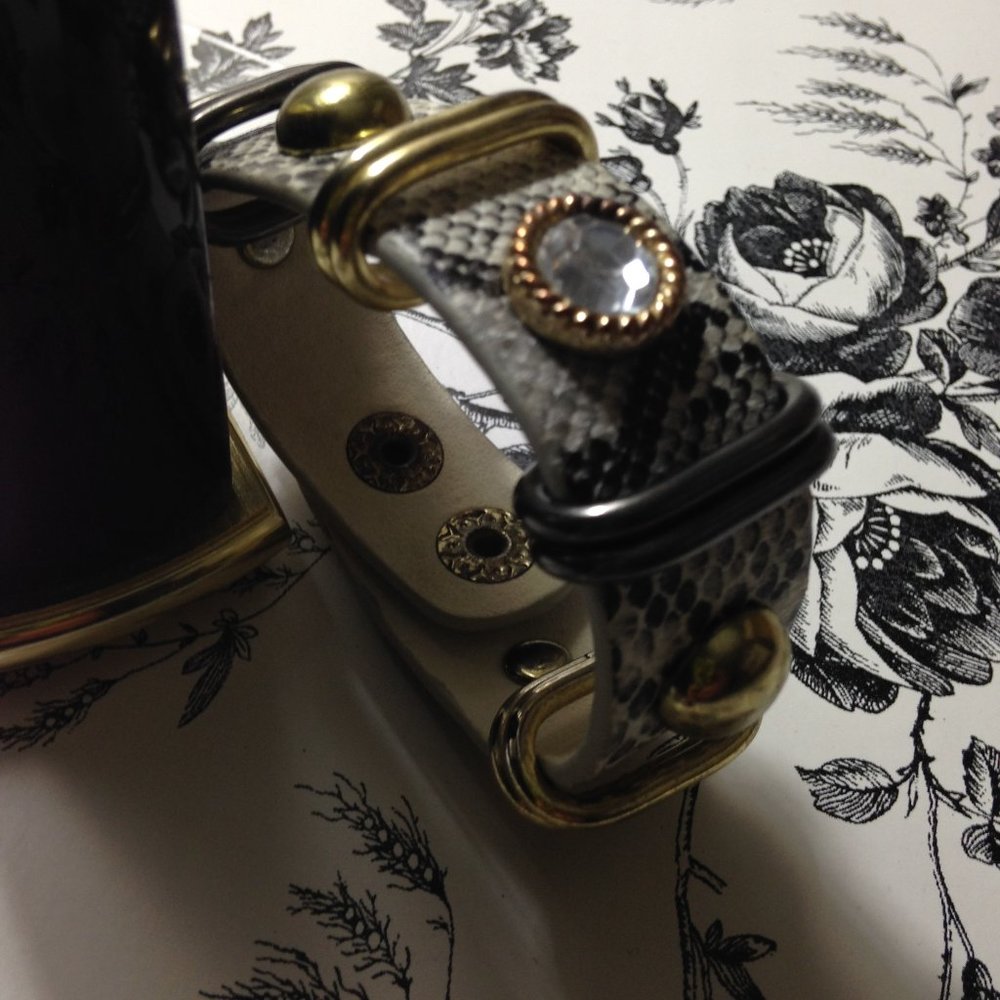 5/$20|***** Studded Animal Print Faux Leather Bracelet, Gold and Silver Tone